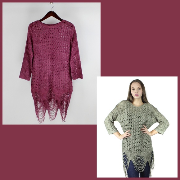 Sage & Flower Burgundy Oversized Knit Sweater - Picture 2 of 4